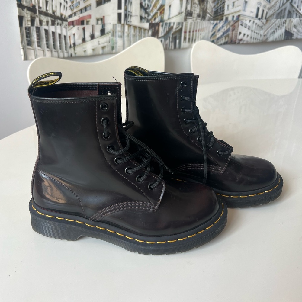 Dr. Martens Black/Burgundy Leather Boots